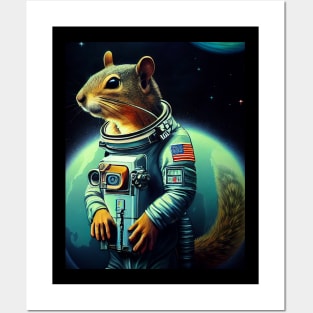 Adorable Squirrel In Astronaut Costume Posters and Art